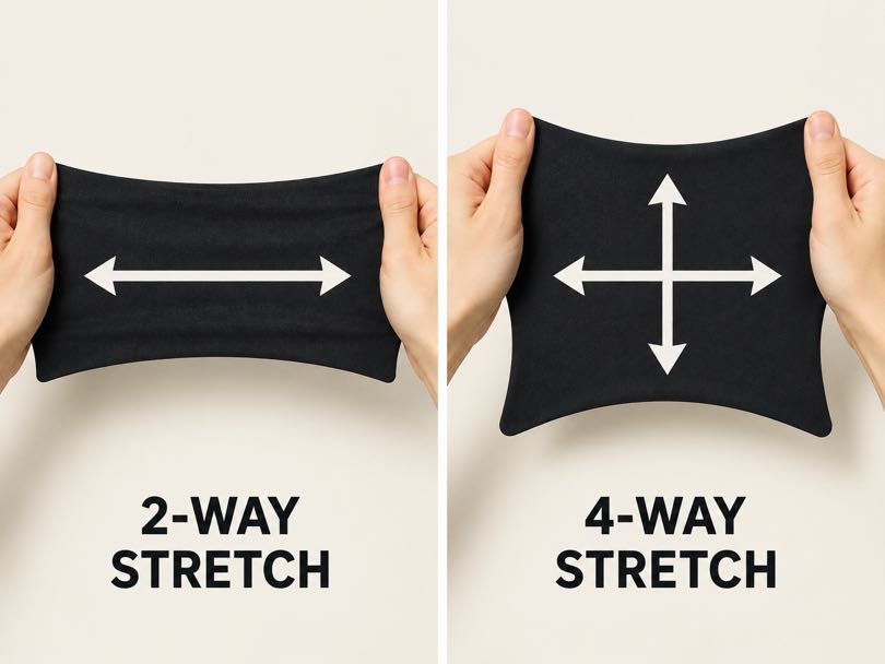 Comparison of 2 Way and 4 Way Stretch Fabric Directions