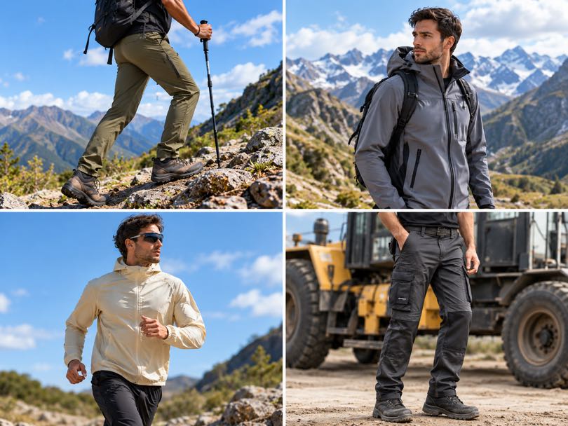 4 Way Stretch Fabric Applications in Hiking Pants, Softshell Jackets, Sportswear and Workwear