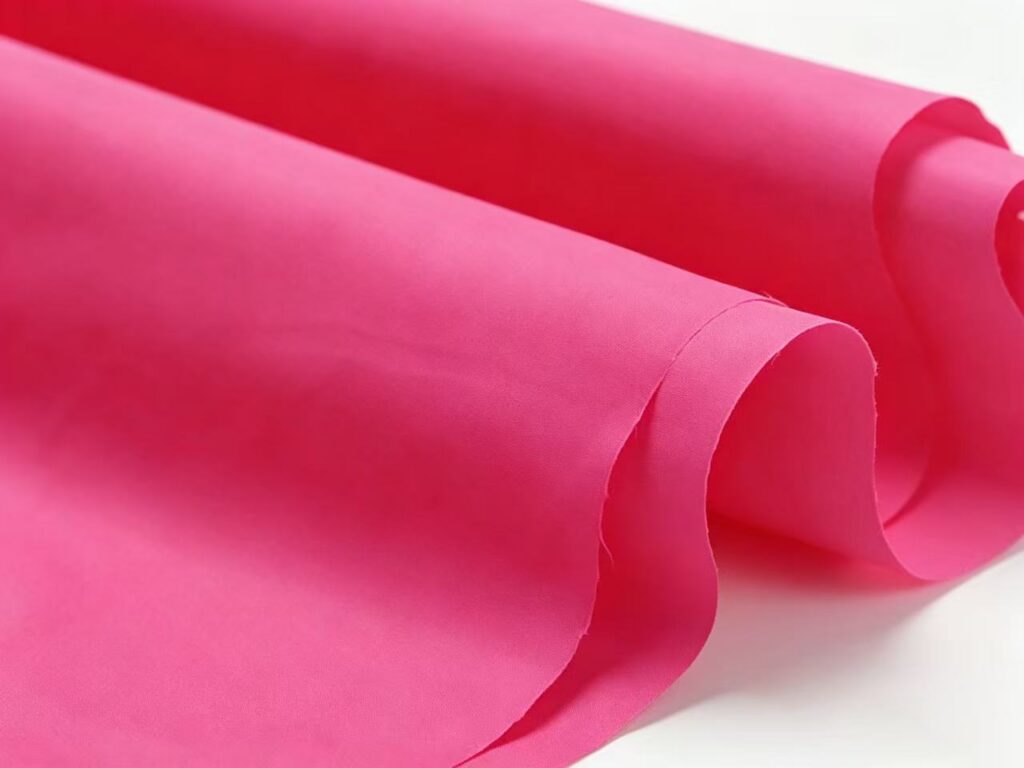 Recycled nylon taffeta fabric with lightweight smooth texture for jackets, linings, windbreakers and sustainable apparel.