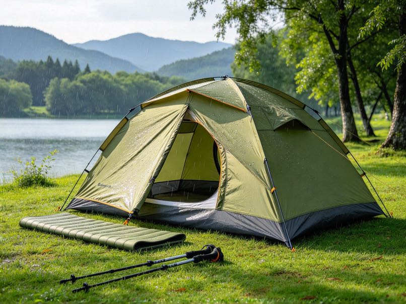 Polyester fabric for tents with durable strength and weather-resistant performance for outdoor shelter applications.