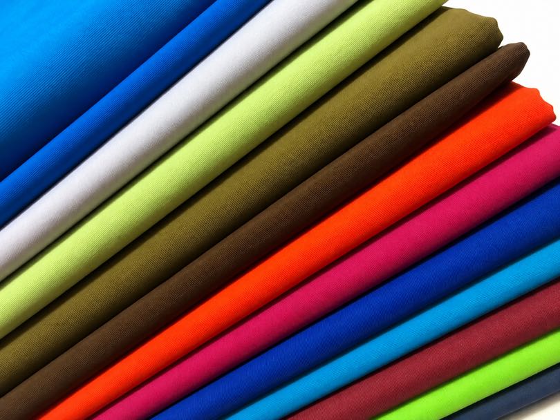 Multiple Taslan fabric samples arranged in different colors showing available color options