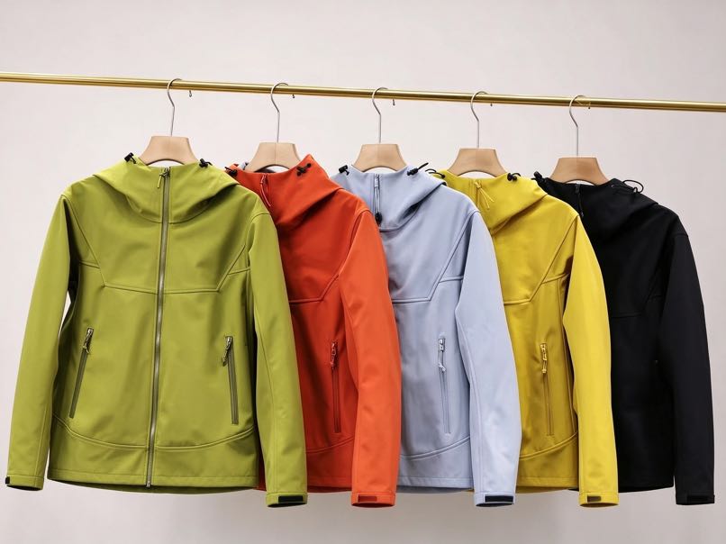 Outdoor jackets in multiple colors illustrating common clothing applications for Taslan fabric